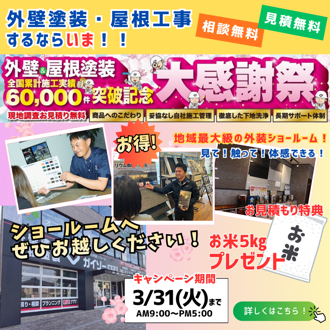 外壁屋根塗装全国施工実績60000件突破記念感謝祭